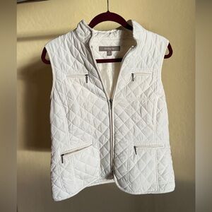 Croft and Barrow White Quilted Puffer Vest with Cinch-able Waist
